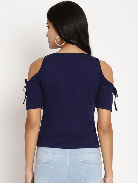 cold shoulder solid tee - 17629725 - Zoom Image - 3