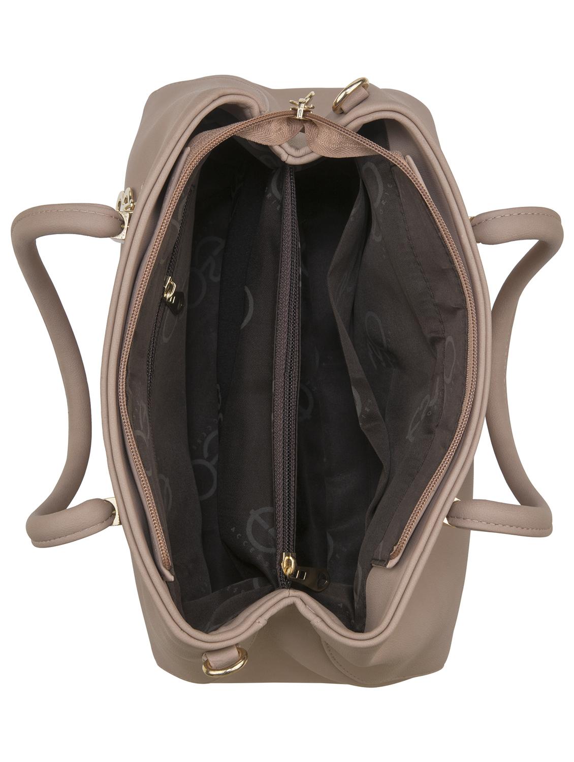 beige leatherette (pu) regular handbag - 17630286 - Zoom Image - 4