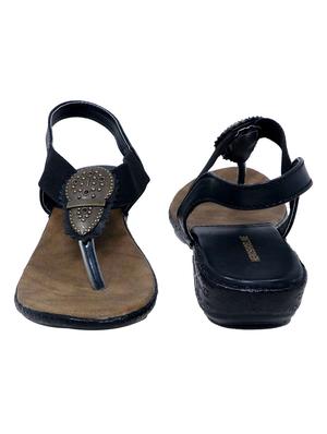 black synthetic back strap sandals - 17630497 - Standard Image - 3