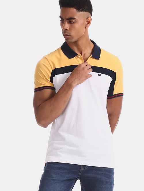 white color block polo t-shirt - 17630730 - Standard Image - 1