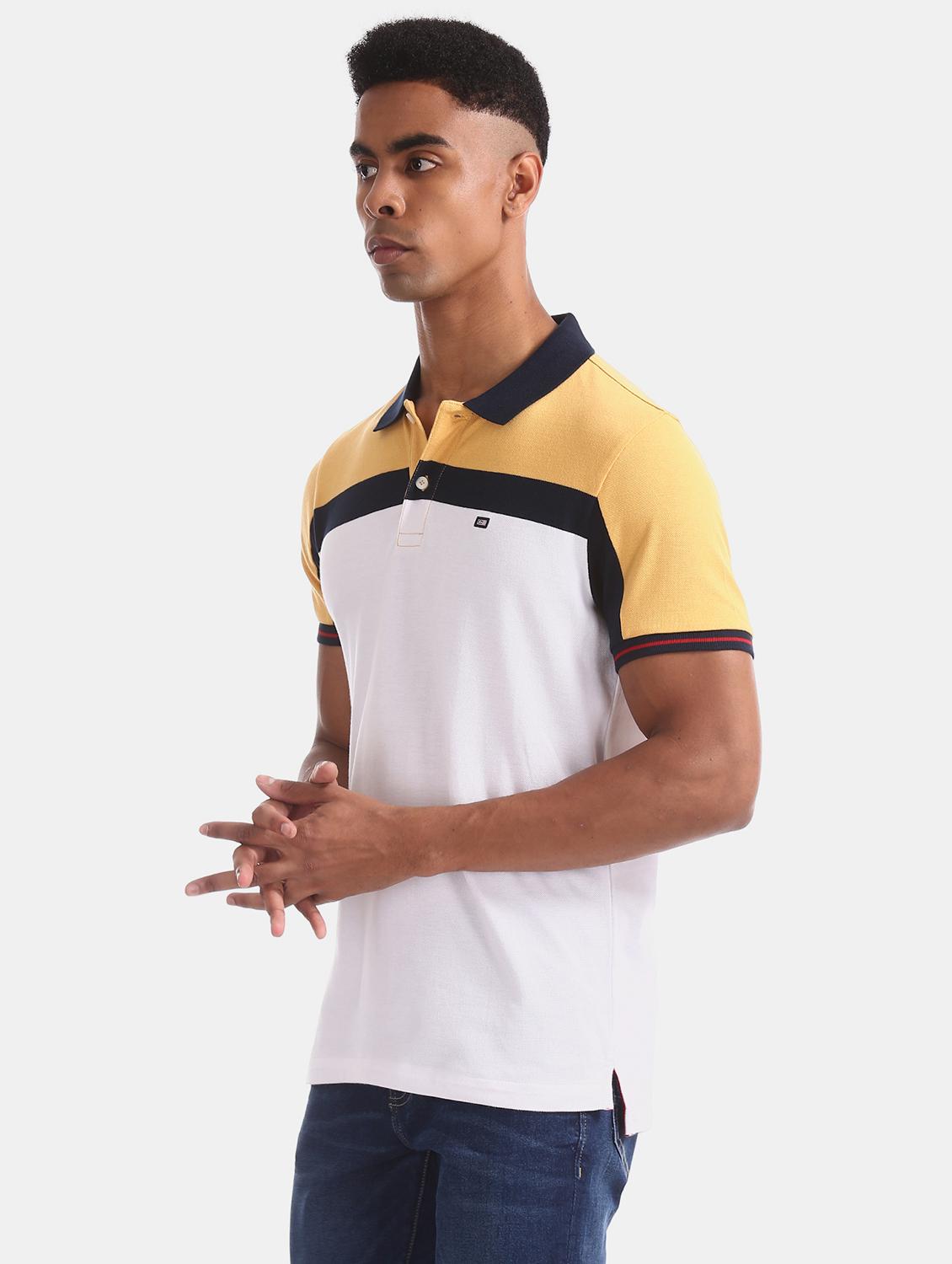 white color block polo t-shirt - 17630730 - Zoom Image - 2