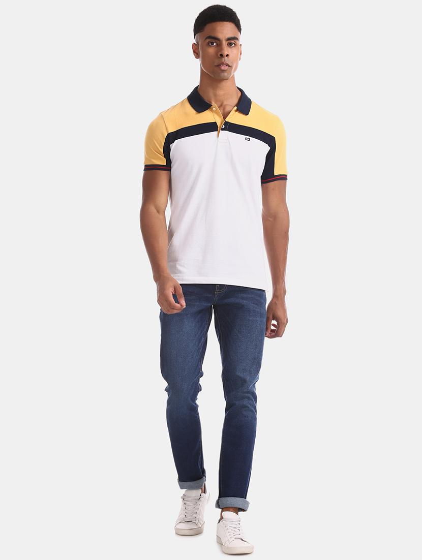 white color block polo t-shirt - 17630730 - Zoom Image - 4