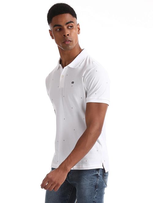 white printed polo t-shirt - 17630736 - Standard Image - 1