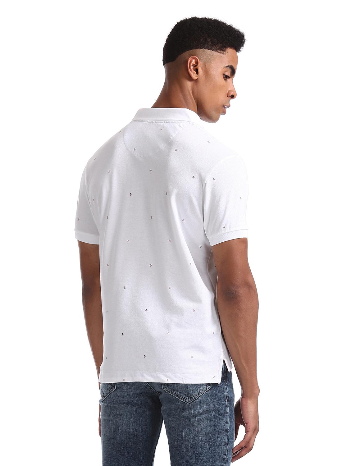 white printed polo t-shirt - 17630736 - Zoom Image - 3