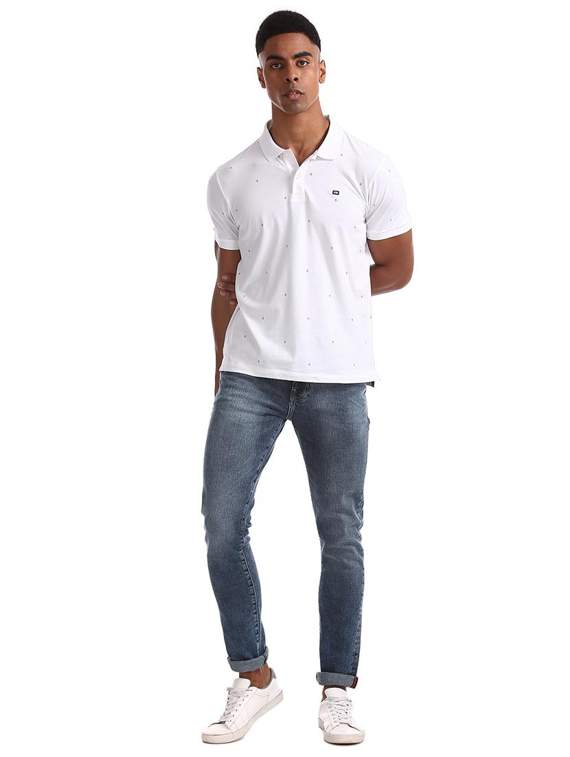 white printed polo t-shirt - 17630736 - Zoom Image - 4