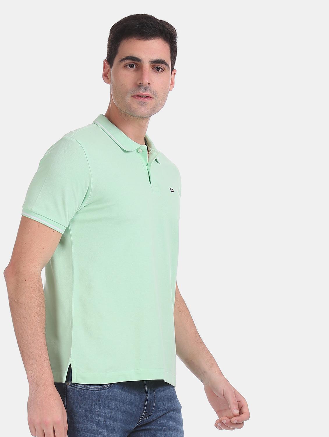 sea green solid polo t-shirt - 17630760 - Zoom Image - 1