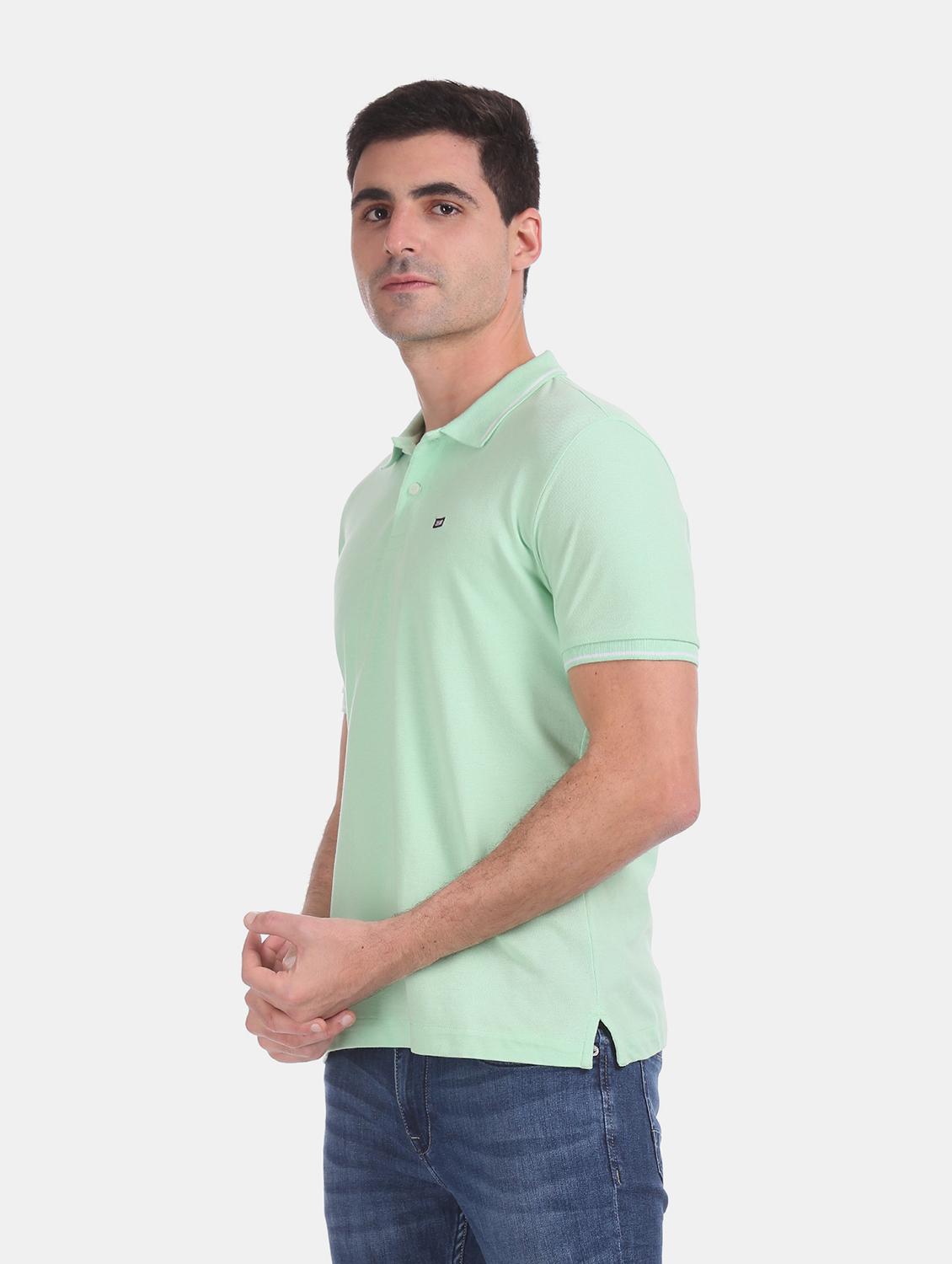 sea green solid polo t-shirt - 17630760 - Zoom Image - 2