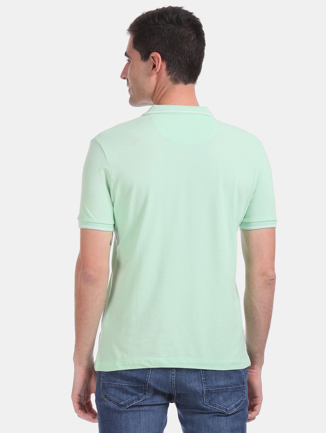 sea green solid polo t-shirt - 17630760 - Zoom Image - 3