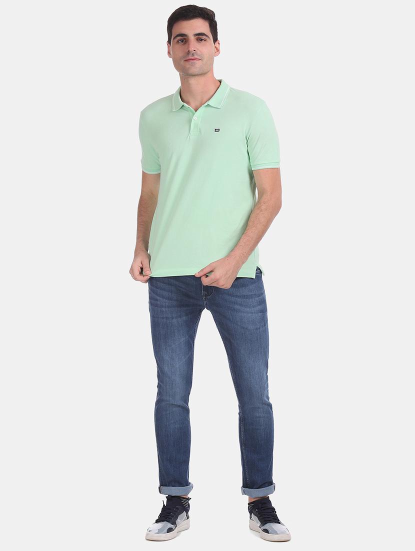 sea green solid polo t-shirt - 17630760 - Zoom Image - 4