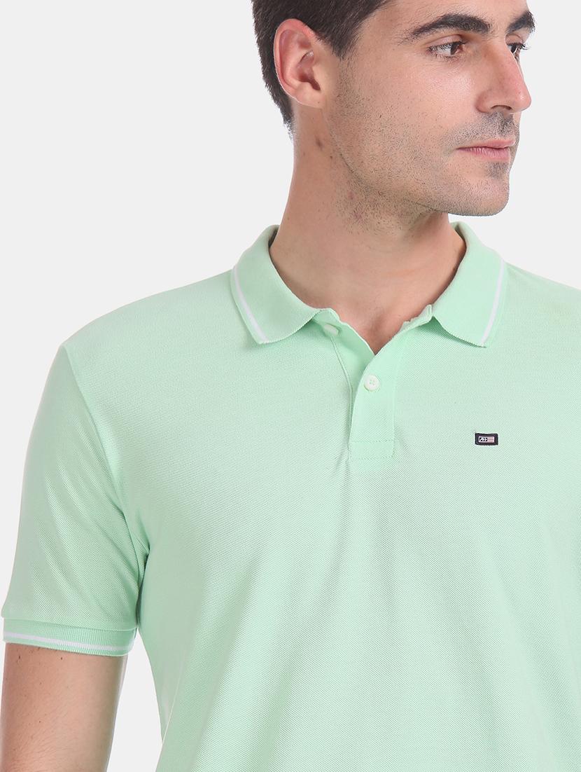 sea green solid polo t-shirt - 17630760 - Zoom Image - 5