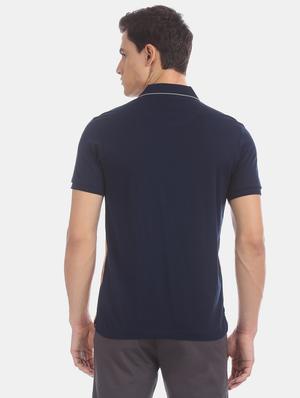 navy blue striped polo t-shirt - 17630764 - Standard Image - 3