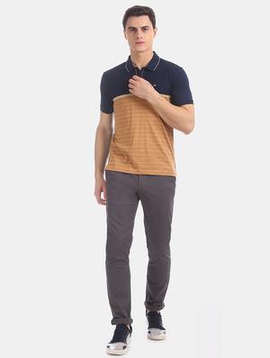 navy blue striped polo t-shirt - 17630764 - Standard Image - 4