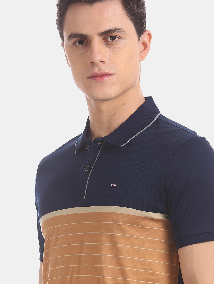 navy blue striped polo t-shirt - 17630764 - Zoom Image - 5