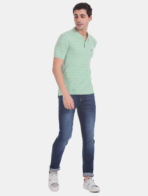 sea green printed polo t-shirt - 17630771 - Standard Image - 4