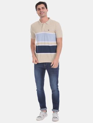 beige striped polo t-shirt - 17630779 - Standard Image - 4
