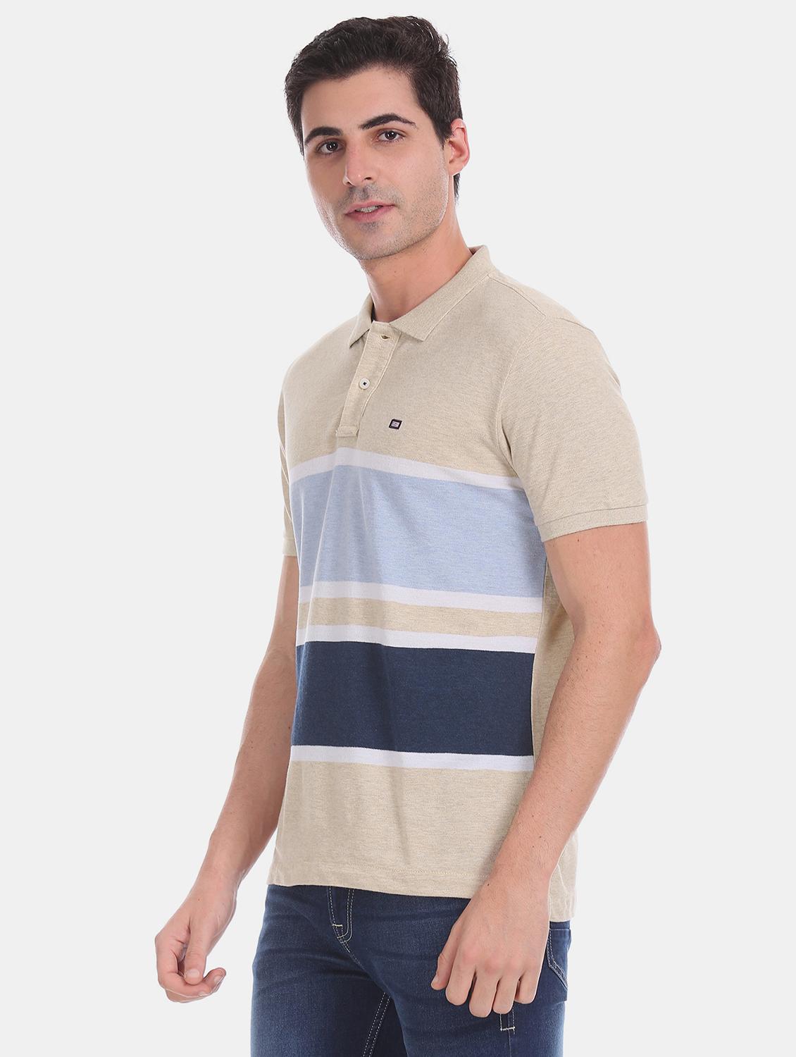 beige striped polo t-shirt - 17630779 - Zoom Image - 2
