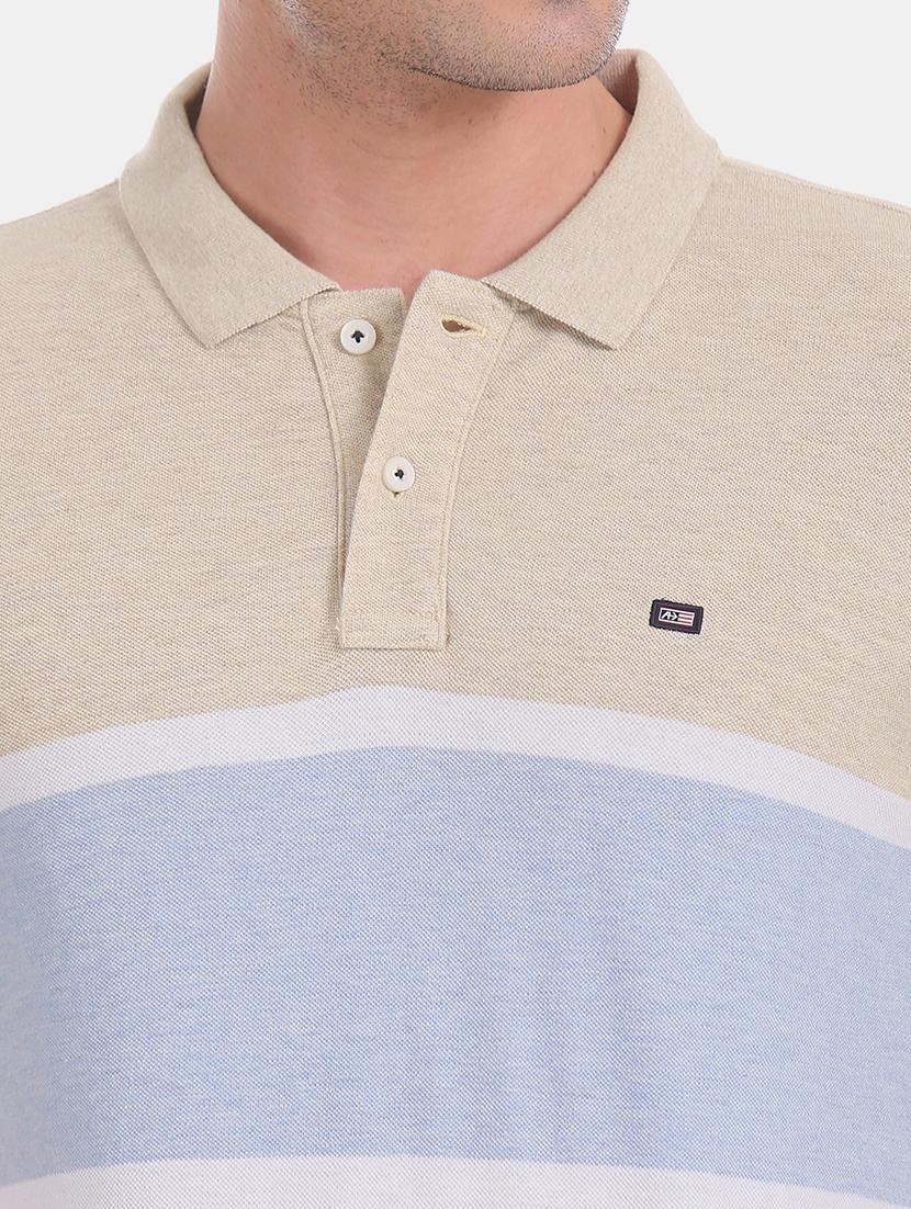 beige striped polo t-shirt - 17630779 - Zoom Image - 5