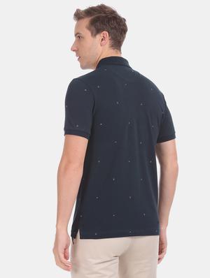 navy blur printed polo t-shirt - 17630780 - Standard Image - 3