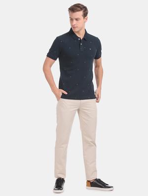 navy blur printed polo t-shirt - 17630780 - Standard Image - 4