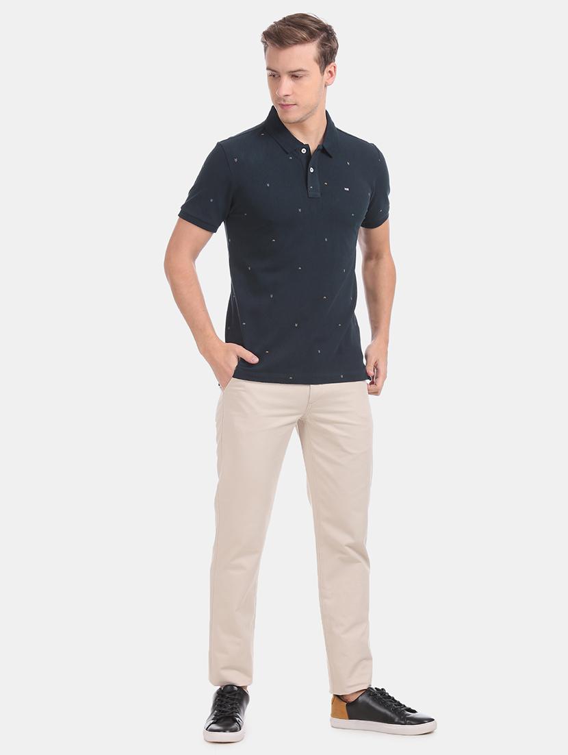 navy blur printed polo t-shirt - 17630780 - Zoom Image - 4
