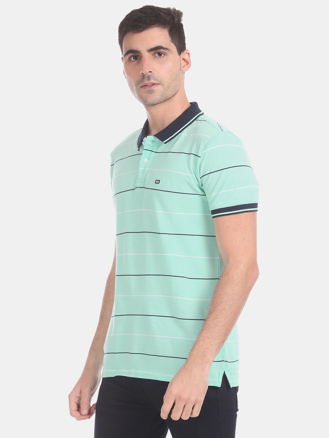 sea green striped polo t-shirt - 17630781 - Zoom Image - 1