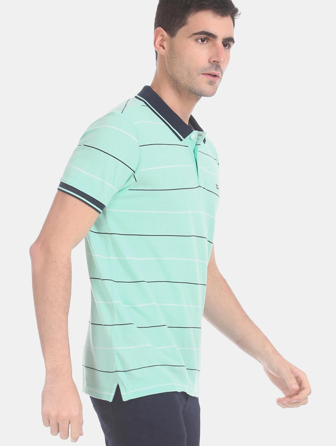 sea green striped polo t-shirt - 17630781 - Zoom Image - 2