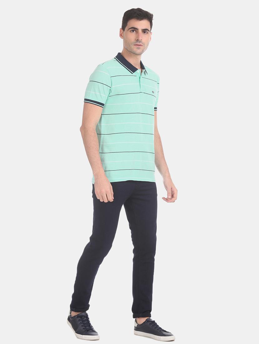 sea green striped polo t-shirt - 17630781 - Zoom Image - 4