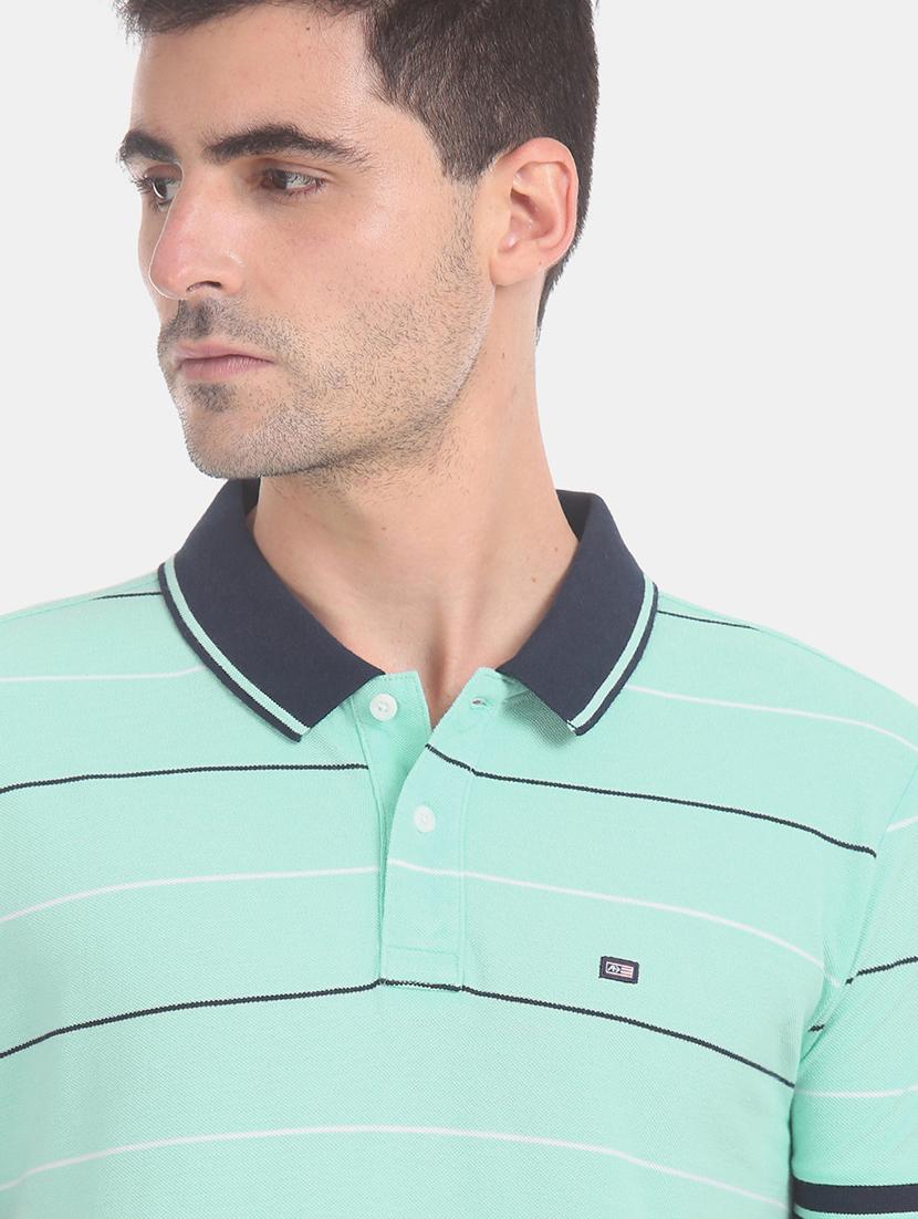 sea green striped polo t-shirt - 17630781 - Zoom Image - 5