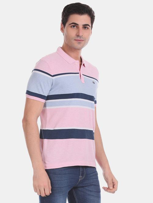 pink striped polo t-shirt - 17630787 - Standard Image - 1