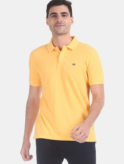 yellow solid polo t-shirt - 17630791 - Standard Image - 1