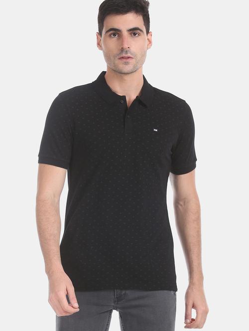 black printed polo t-shirt - 17630794 - Standard Image - 1