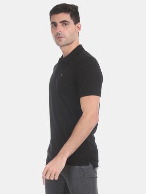 black printed polo t-shirt - 17630794 - Standard Image - 2