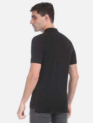 black printed polo t-shirt - 17630794 - Standard Image - 3