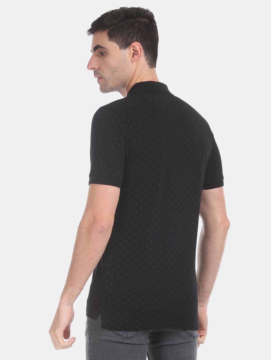 black printed polo t-shirt - 17630794 - Zoom Image - 3