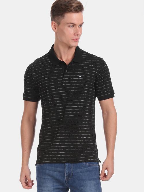 black striped polo t-shirt - 17630798 - Standard Image - 1