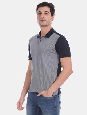 blue color block polo t-shirt - 17630800 - Standard Image - 2