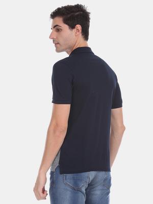 blue color block polo t-shirt - 17630800 - Standard Image - 3