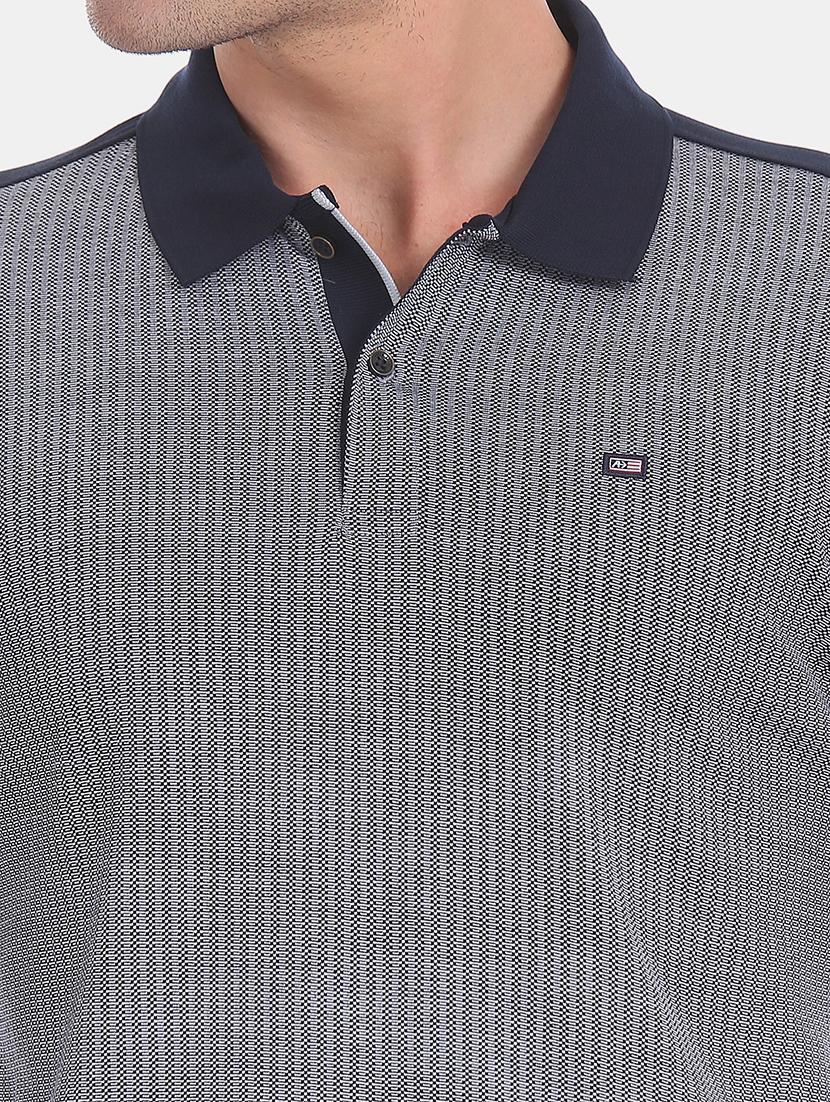blue color block polo t-shirt - 17630800 - Zoom Image - 5