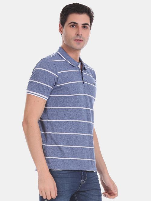 blue striped polo t-shirt - 17630803 - Standard Image - 1