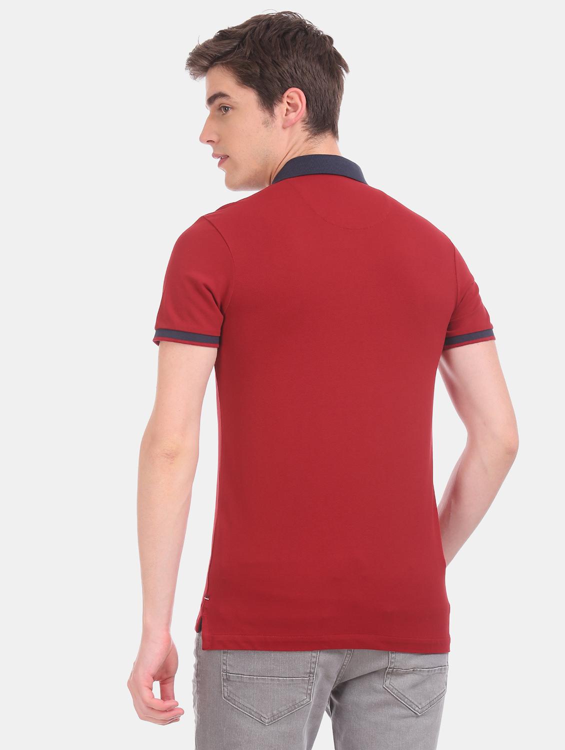 red solid polo t-shirt - 17630814 - Zoom Image - 3