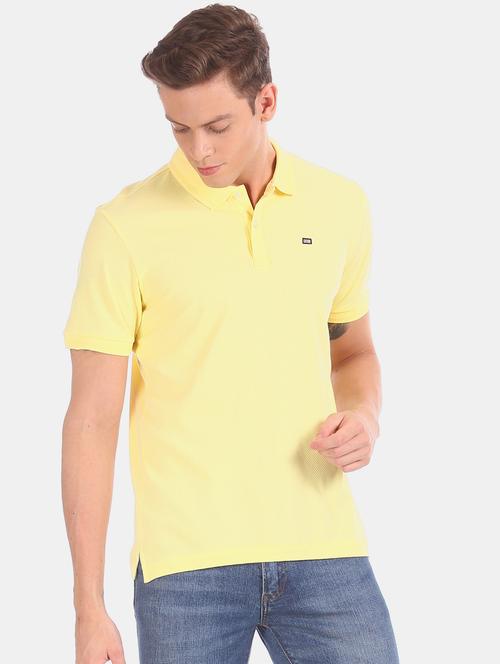 yellow solid polo t-shirt - 17630823 - Standard Image - 1