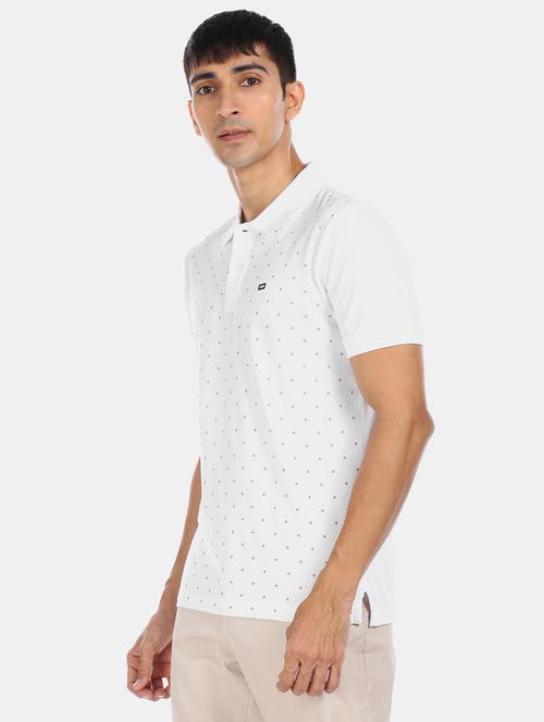 white printed polo t-shirt - 17630857 - Standard Image - 1