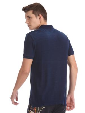 navy blue solid polo t-shirt - 17630911 - Standard Image - 3