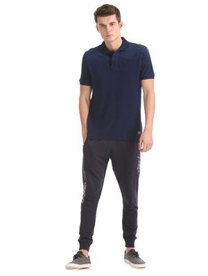 navy blue solid polo t-shirt - 17630911 - Standard Image - 4