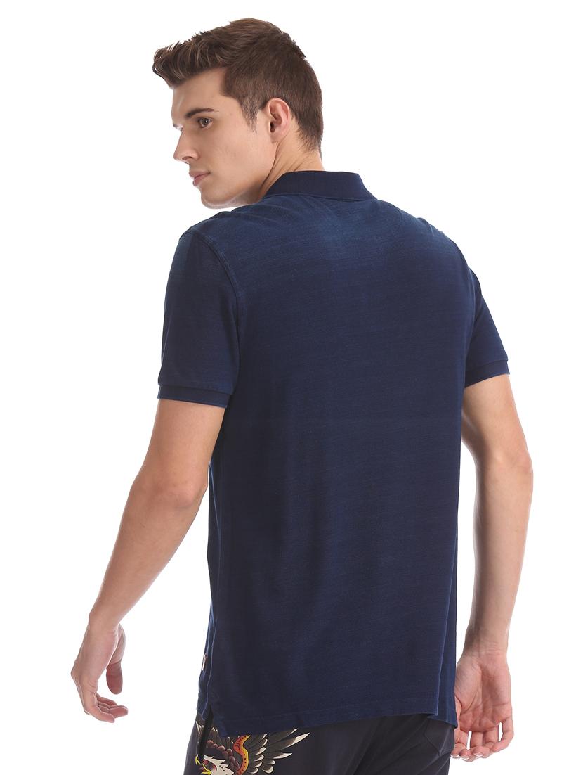 navy blue solid polo t-shirt - 17630911 - Zoom Image - 3