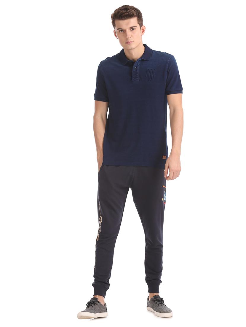 navy blue solid polo t-shirt - 17630911 - Zoom Image - 4