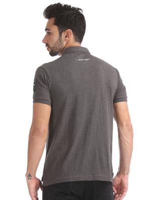 grey self design polo t-shirt - 17630912 - Standard Image - 3