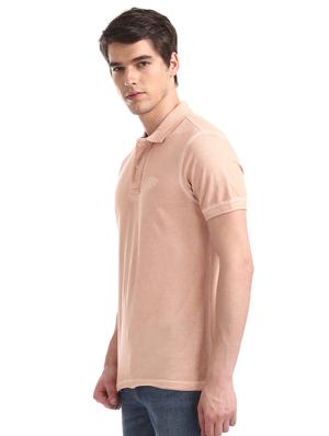 peach solid polo t-shirt - 17630925 - Standard Image - 2