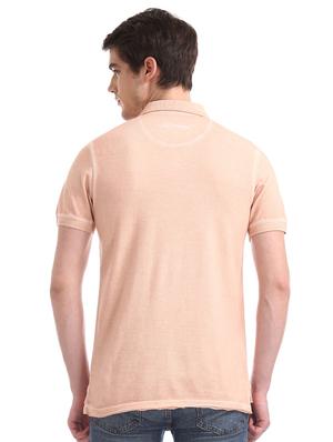 peach solid polo t-shirt - 17630925 - Standard Image - 3