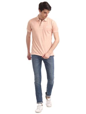 peach solid polo t-shirt - 17630925 - Standard Image - 4